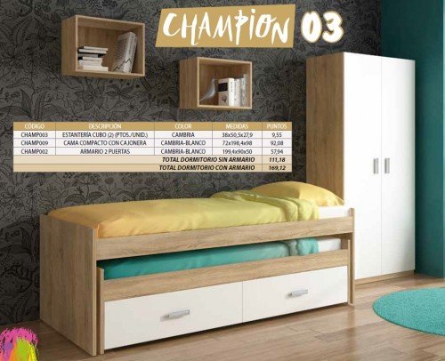 Dormitorio Juvenil Champion 03 Cambrian-Blanco