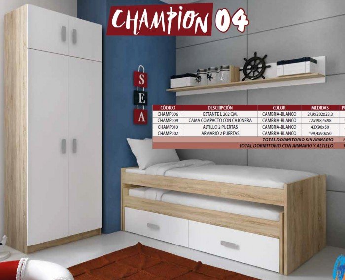 Dormitorio Juvenil Champion 04 Cambrian-Blanco