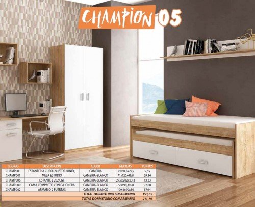 Dormitorio Juvenil Champion 05 Cambrian-Blanco