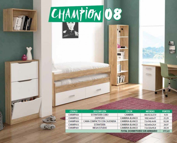 Dormitorio Juvenil Champion 08 Cambrian-Blanco