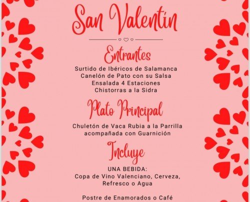 Menú de San Valentin 2026