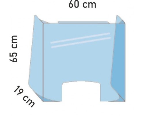 Mampara metacrilato mostrador 60x65 cm con pliegues