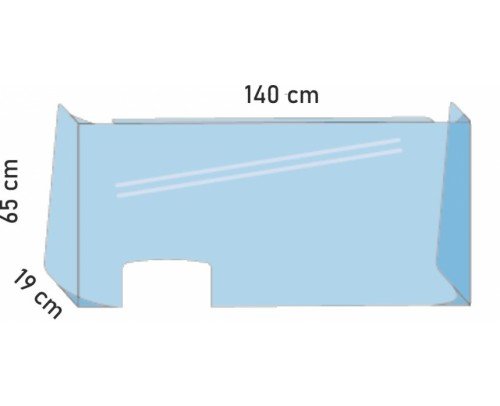Mampara metacrilato mostrador 140x65 cm con pliegues