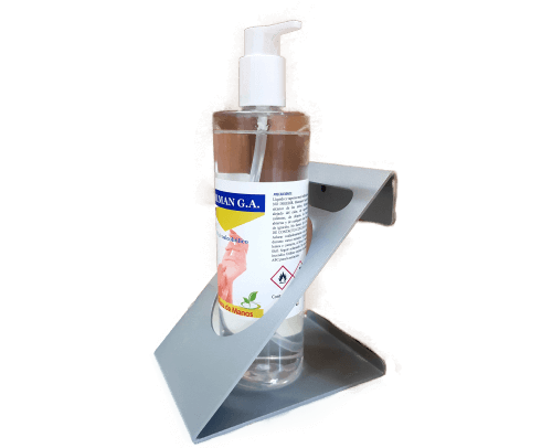 Conjunto soporte + dos botes de gel hidroalcohólico