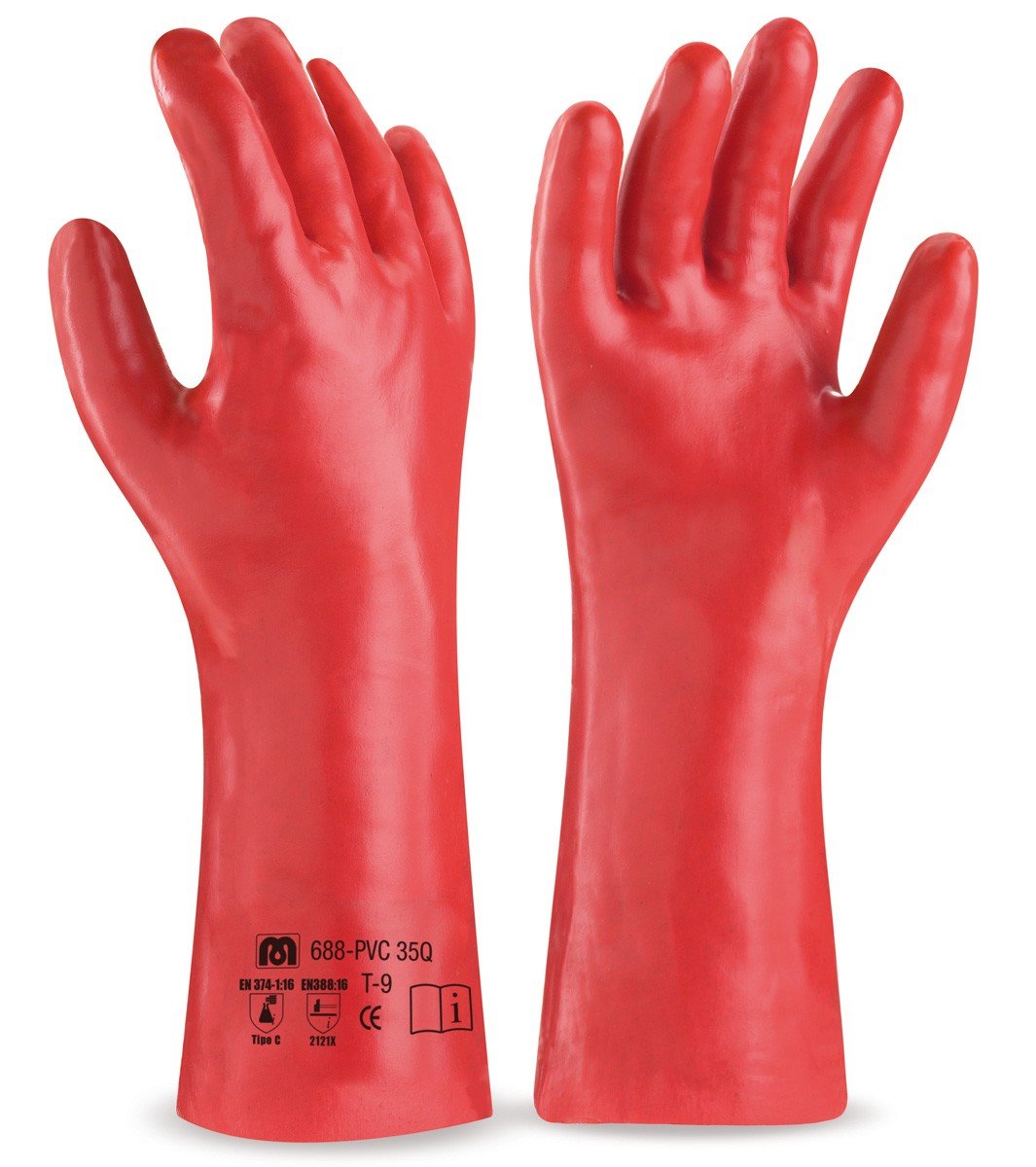 guante pvc rojo 35 cm :: Guantes :: Equipos de protección individual ...