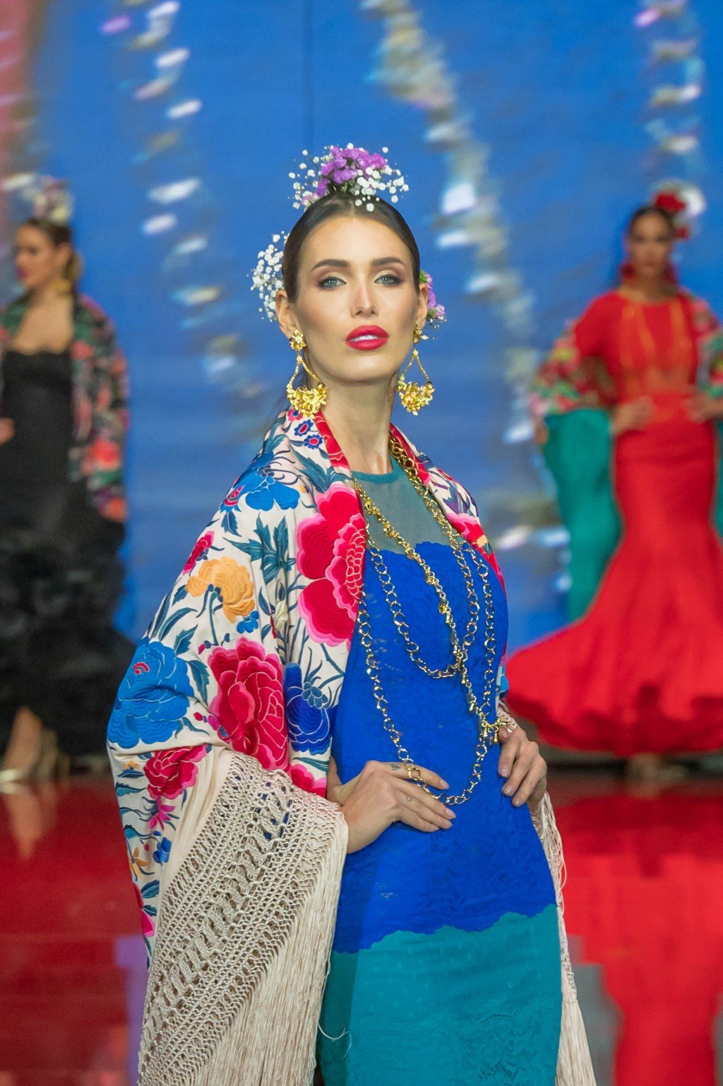 Traje de flamenca azul lunares (outlet) - Sara de Benítez | Diseñadora de  moda