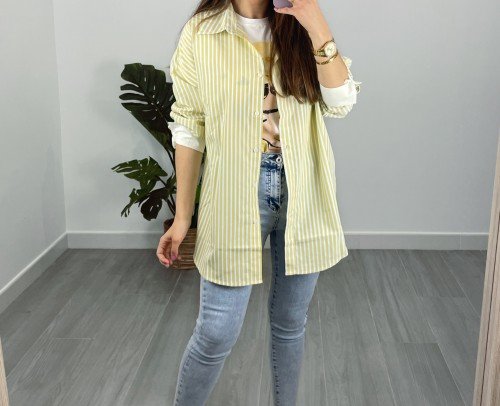 CAMISA OVERSIZE RAYAS AMARILLAS