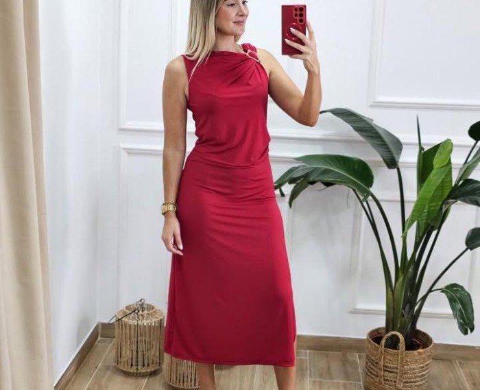 Vestido Detalle Hebilla