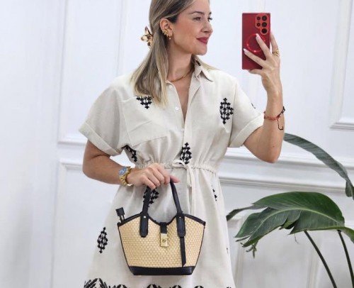 Bolso Piel Rafia