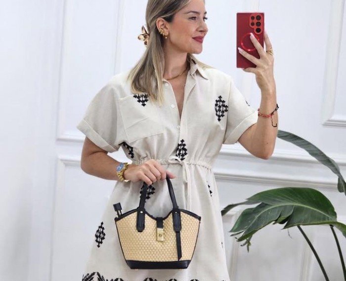 Bolso Piel Rafia