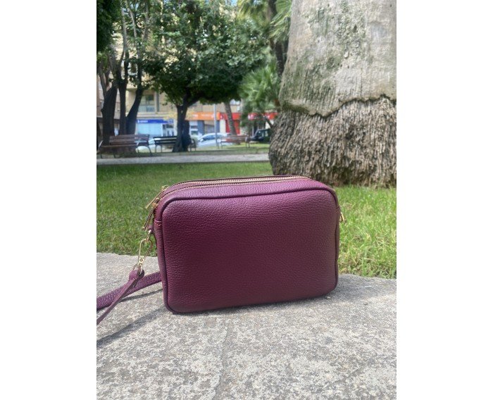 Bolso piel simoneta burdeos