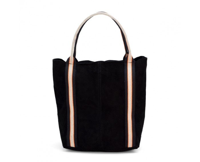 Bolso en piel de serraje negro