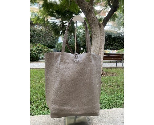 Bolso saco piel taupe