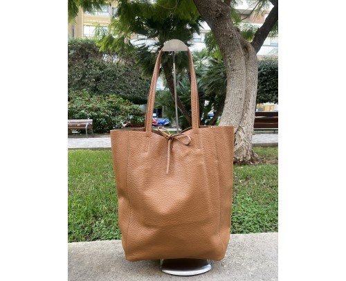 bolso saco piel camel