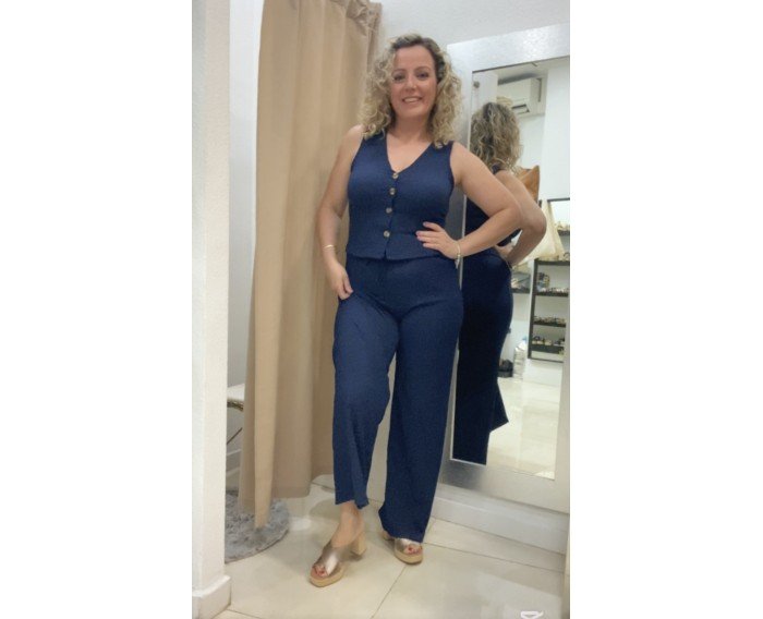 conjunto pantalon y chaleco marino