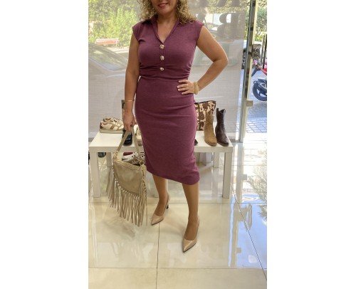 vestido punto escote v