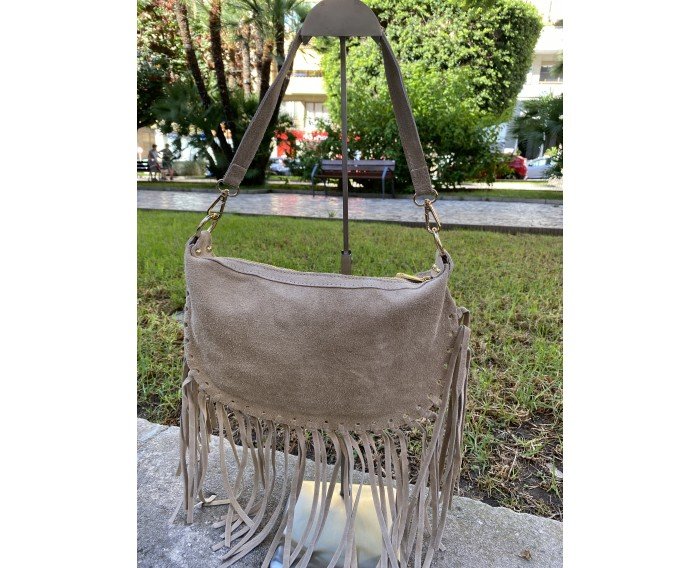 bolso piel flecos