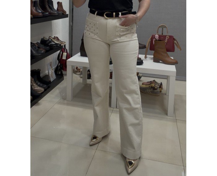 pantalon flare vainilla