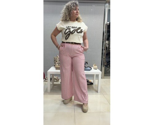 pantal&oacute;n rayas con cintur&oacute;n