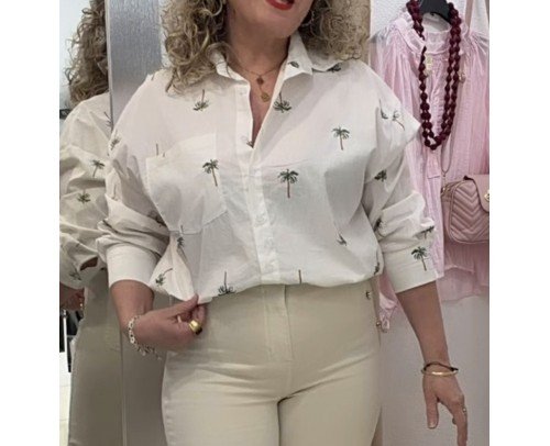 camisa bordada palmeras