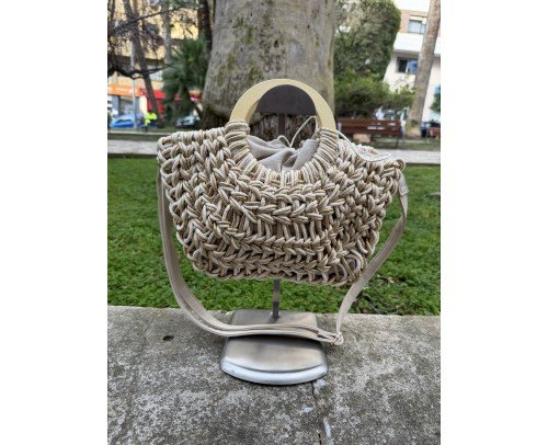 bolso  nudos beige oro