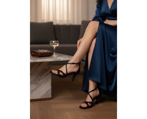 sandalia tacon  negro