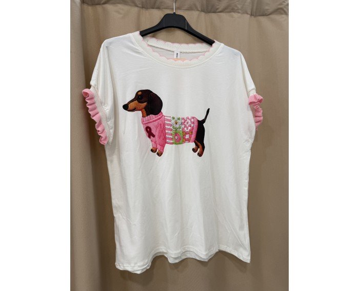 camiseta perrito rosa