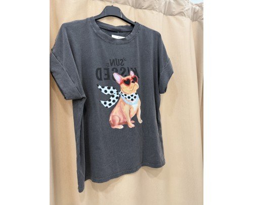 camiseta perrito Diva gris
