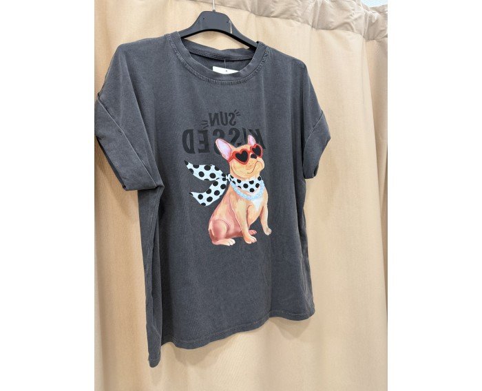 camiseta perrito Diva gris