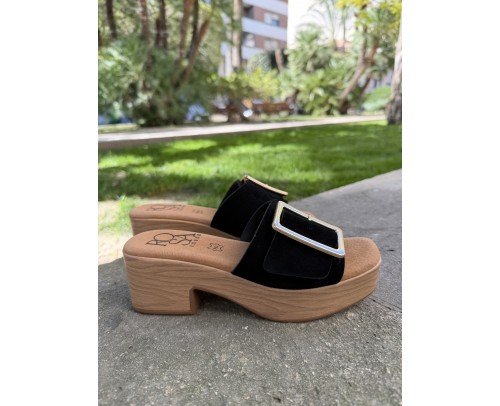 zueco negro Rosa Amada