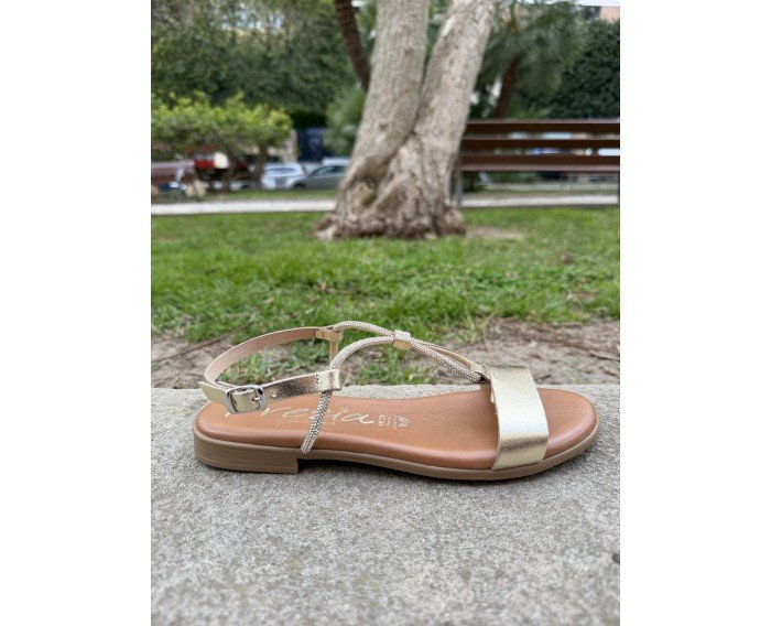 sandalia plana fantasia oro
