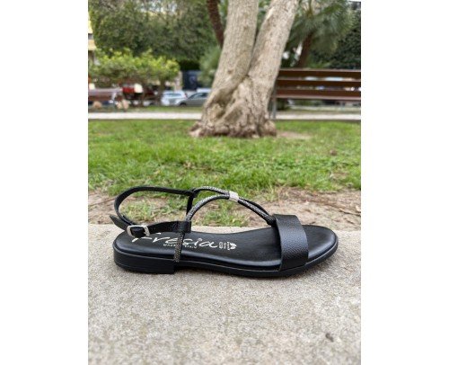 sandalia plana fantasia negro