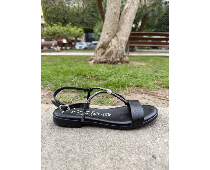 sandalia plana fantasia negro