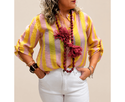 Blusa rayas rosa amarillo