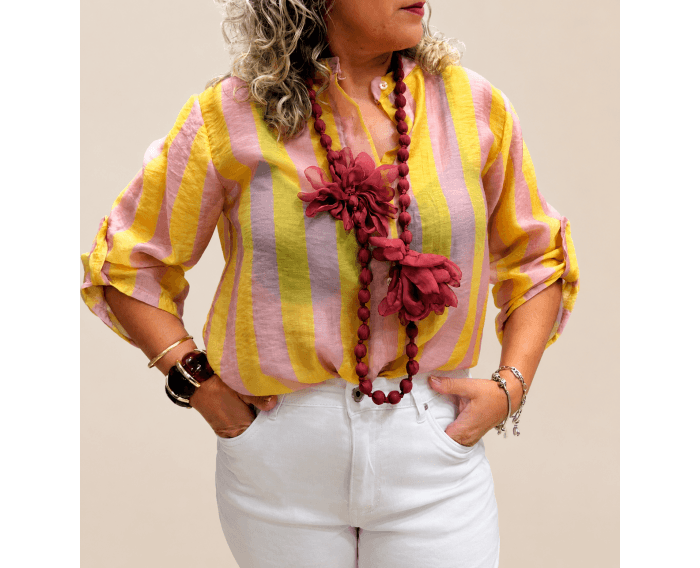 Blusa rayas rosa amarillo