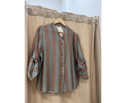 blusa rayas marron turquesa