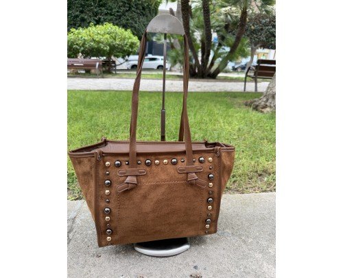 bolso tote marr&oacute;n caramelo