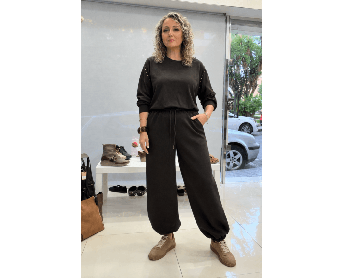 pantalon confort bombacho marron