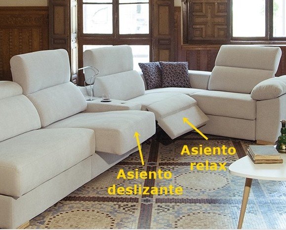 sofá tres plazas piel relax motor