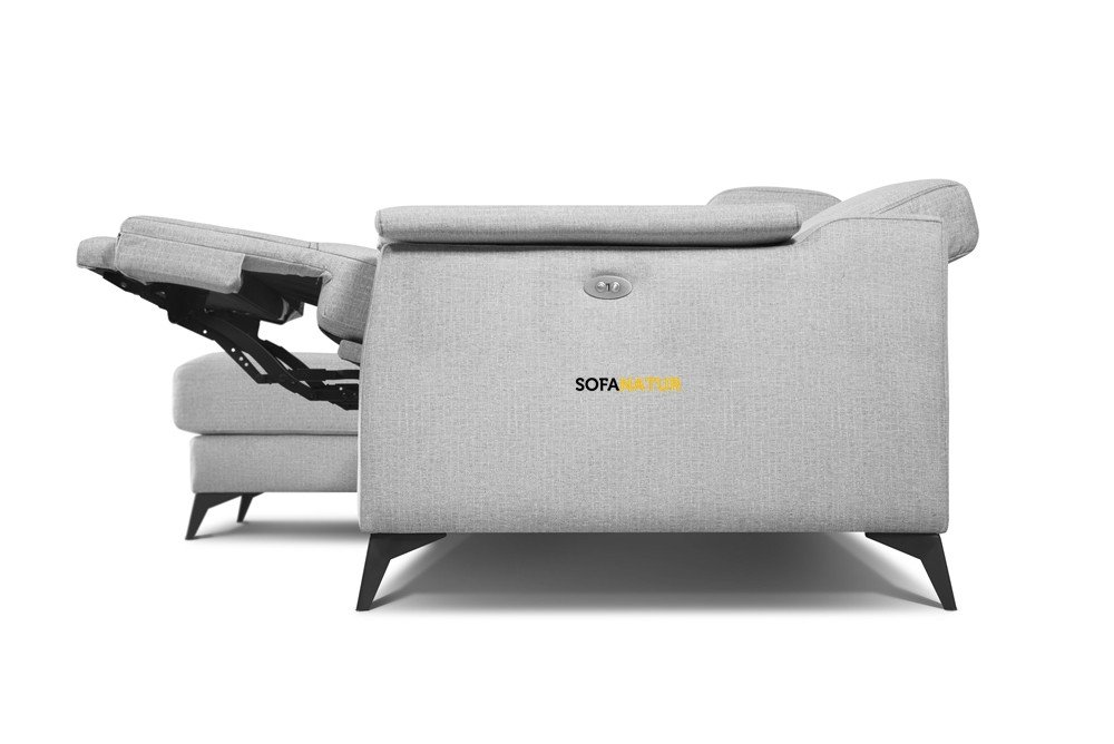 Sofá con dos relax eléctricos y chaiselongue Denali
