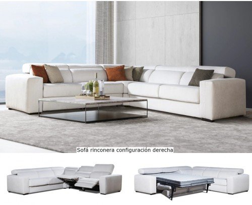 Sof&aacute; rinconera con cama italiana y relax motor