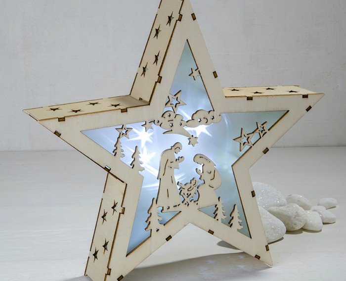 estrella pesebre de madera con leds