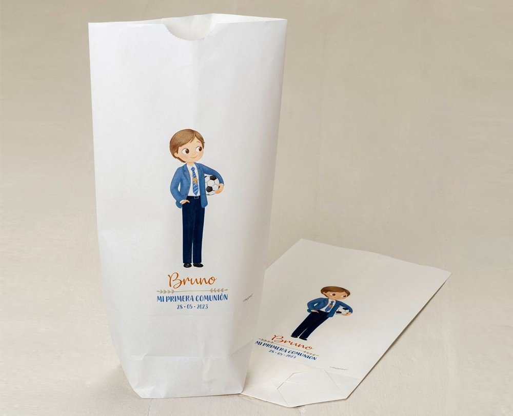 Lote de 10 a 50 Bolsas de papel primera comunión niño - Detalles y regalos  para bodas