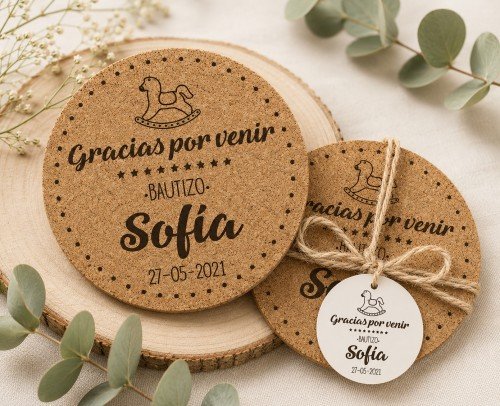 set 2 posavasos corcho personalizados