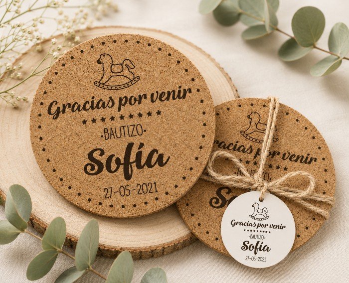 set 2 posavasos corcho personalizados