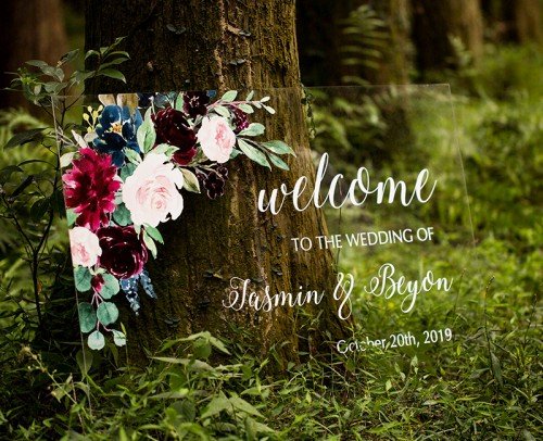 cartel bienvenida motivos florales