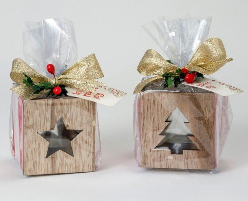 set 2 portavelas navideñas