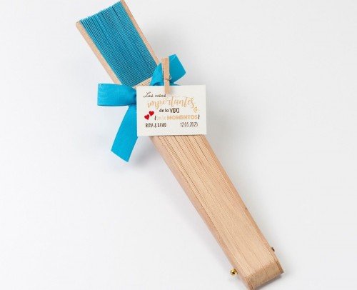 abanico madera azul