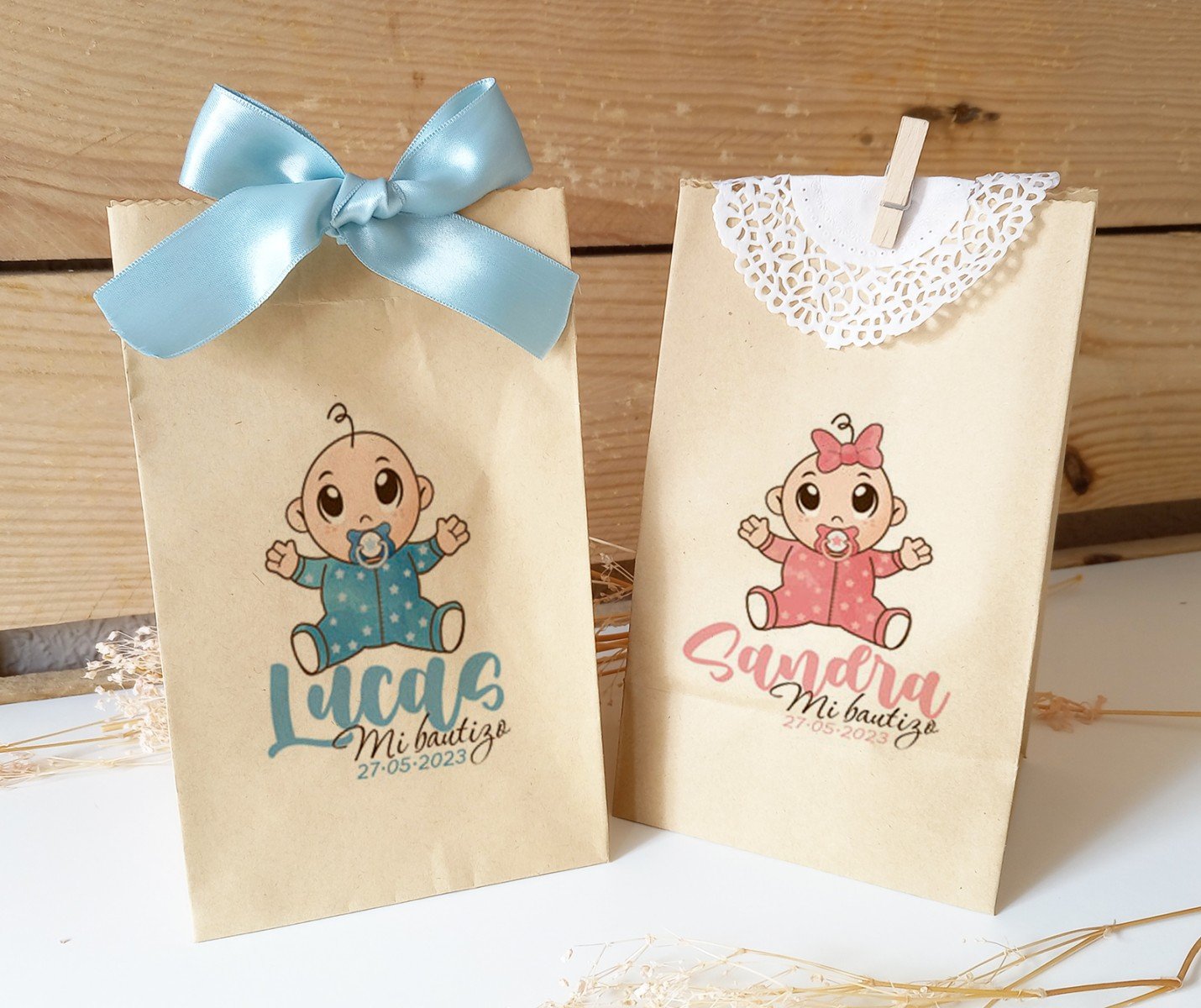 bolsa kraft baby con base :: decora tu detalle :: bolsas kraft  personalizadas para bodas con agradecimiento.