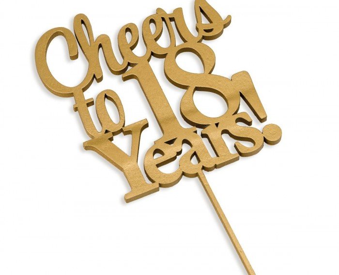 cake topper cheers to 18 years!
